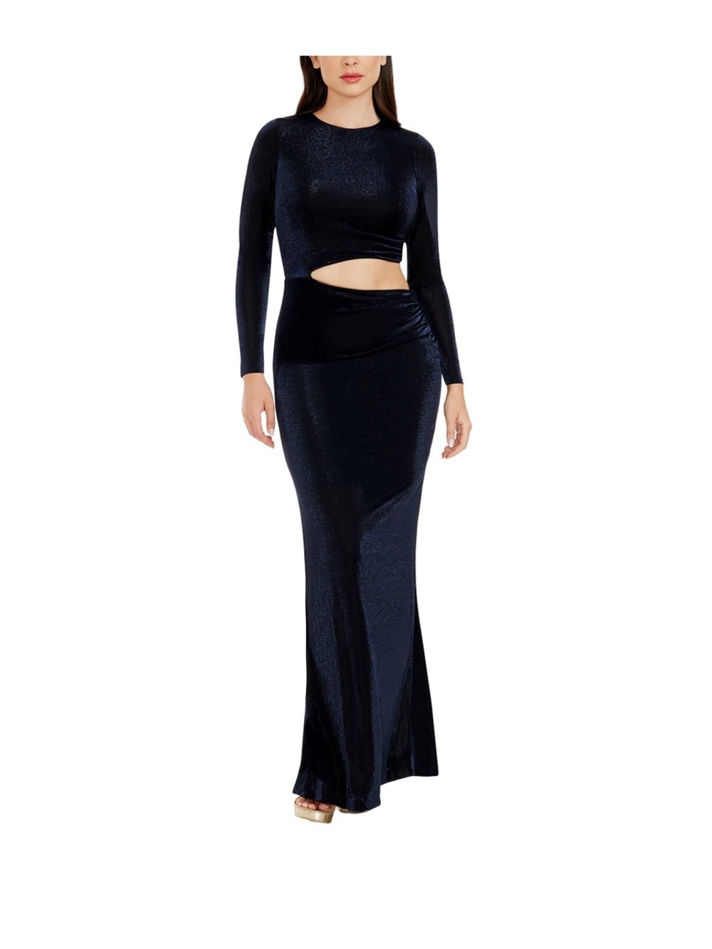 Dress the Population Midnight Blue Shimmer Cut Out Maxi Dress
